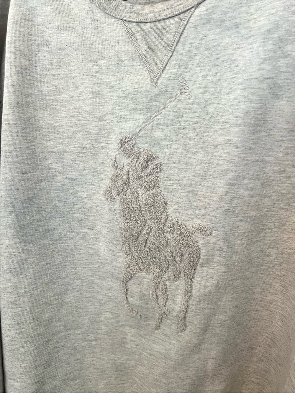 Polo Ralph Lauren Pony Embroidered Double Knit Rugby Grey Sweatshirt Pre Loved - Picture 7 of 9